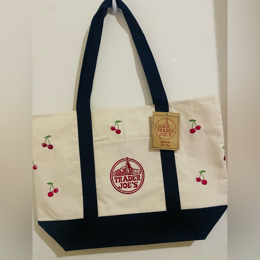 Embroidered Trader Joe’s Canvas Tote | Boho Reusable Market Bag | Gift Idea